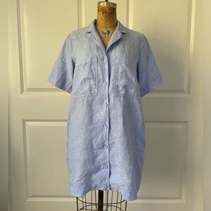 Everlane Linen Shirt Dress in Blue, XS